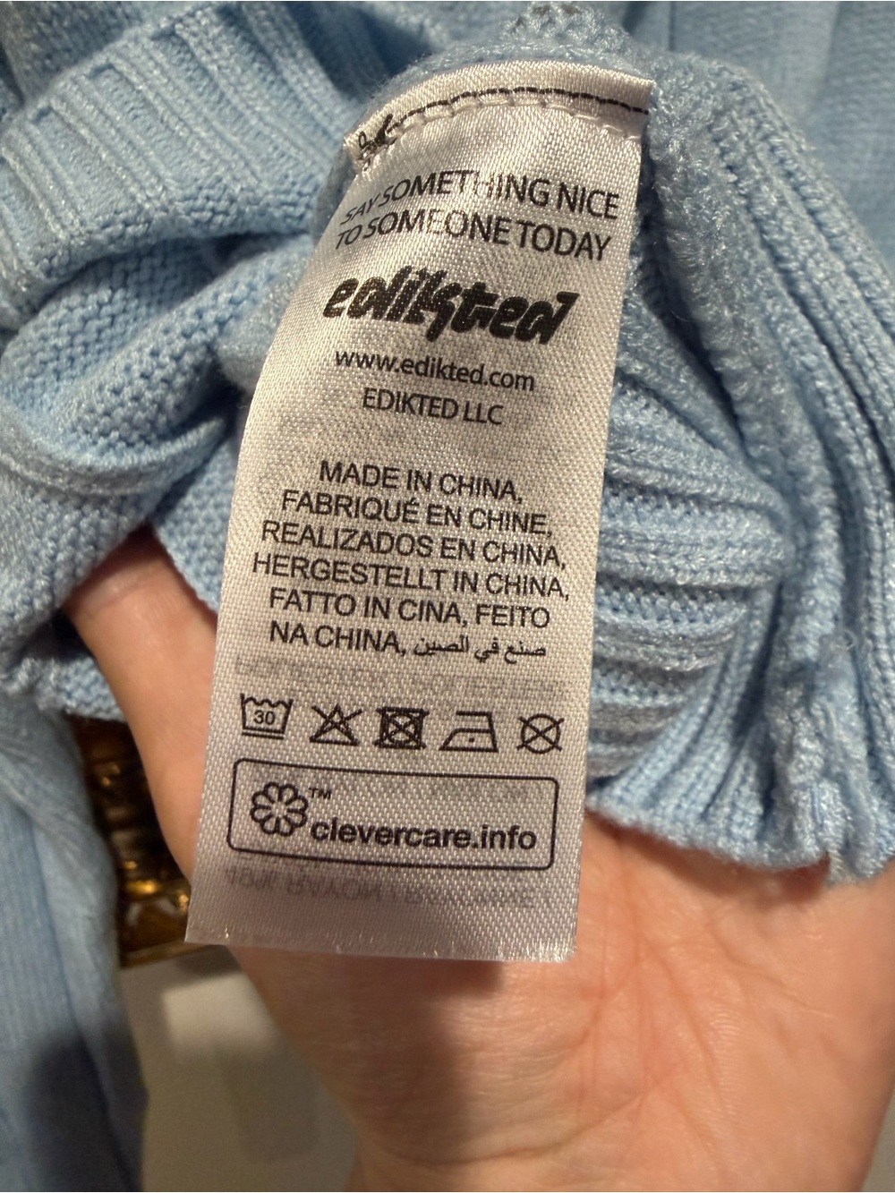 Edikted Light Blue Ribbed Button-Up Cardigan - Picture 4 of 4